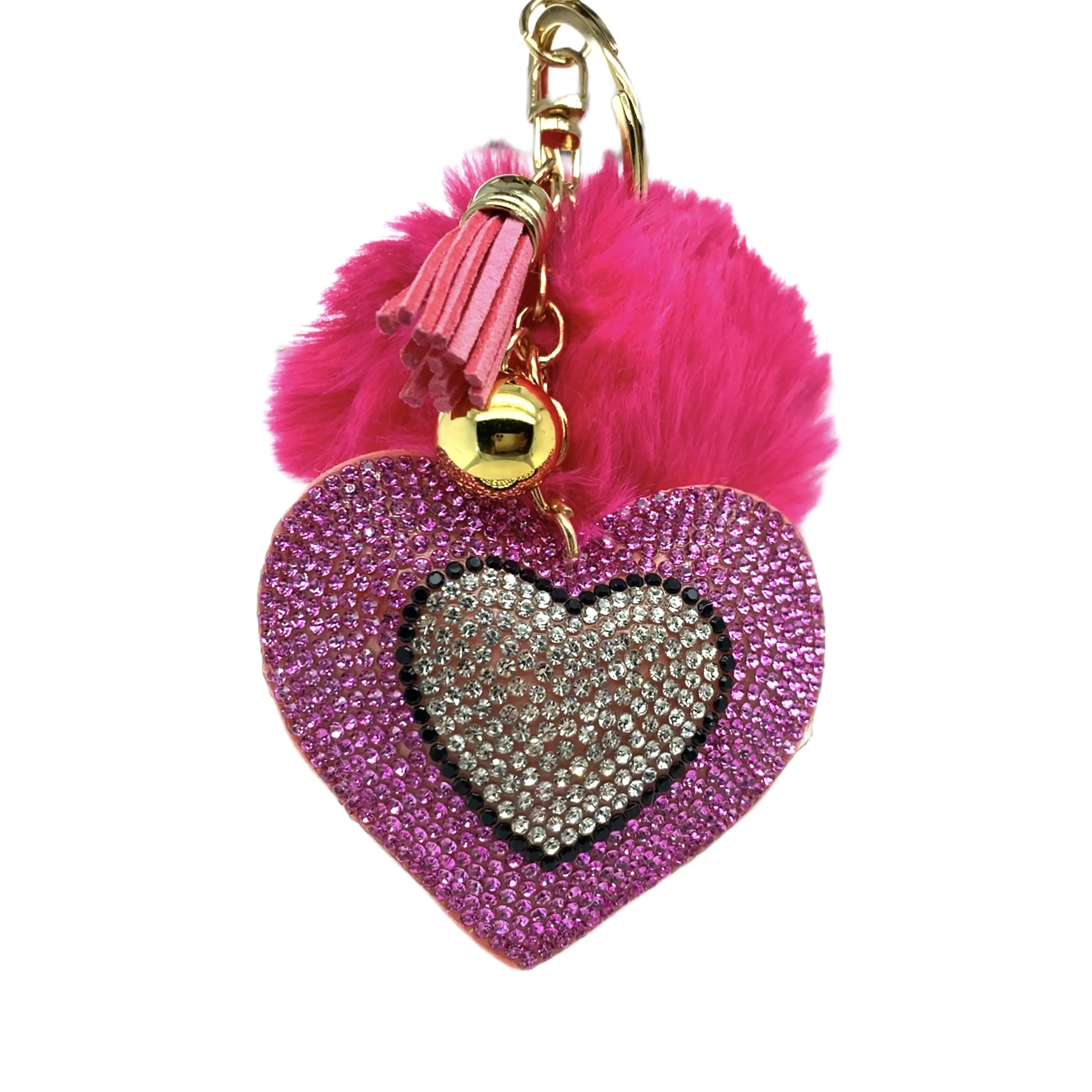 Pink Heartburst Charm Keychain, Fashion Costume Jewelry Accessory