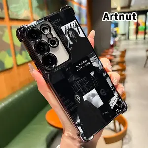 Protective Four Corners Plated Phone Case Compatible with Samsung Galaxy S23 Ultra S24 Plus S26 S25 S22+ FE EdgeHorror Movie Collage Patterned Shockproof Transparent Soft Silicone Cover