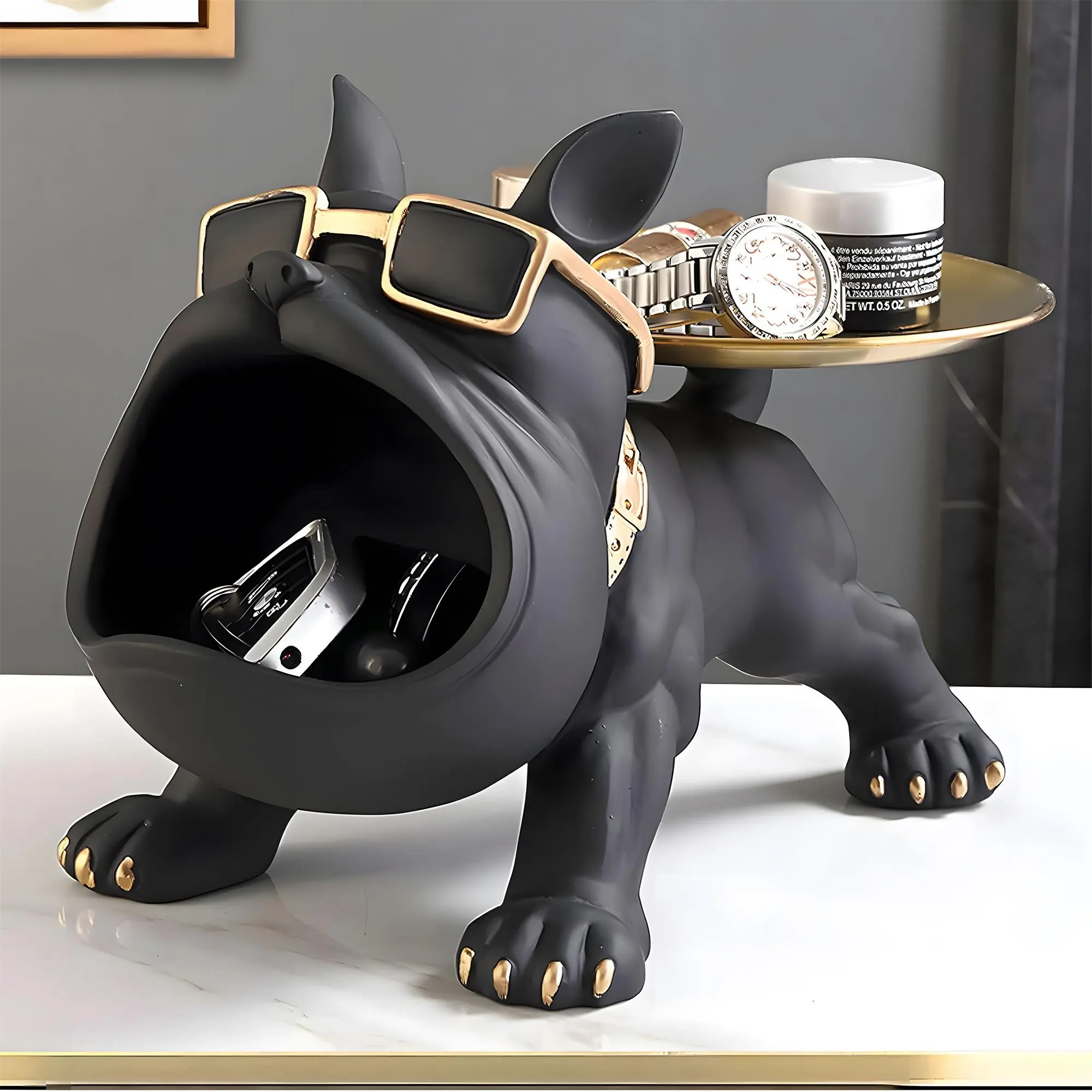 Creative Dog Statue Design Storage Home Ornament, 1 Count Modern Home Decoration for Living Room, Entrance Display, Home Decor Accessory, Decorative Sculptures, Resin Animal Sculptures, Modern Decorations, Figurine, Ornaments Decor
