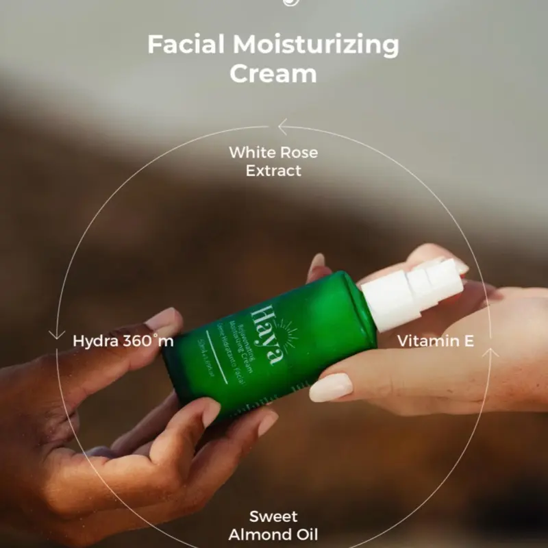 Haya Rejuvenating Moisturizer Cream with White Rose Extract Vitamin E & Sweet Almond Oil for Facial Hydration