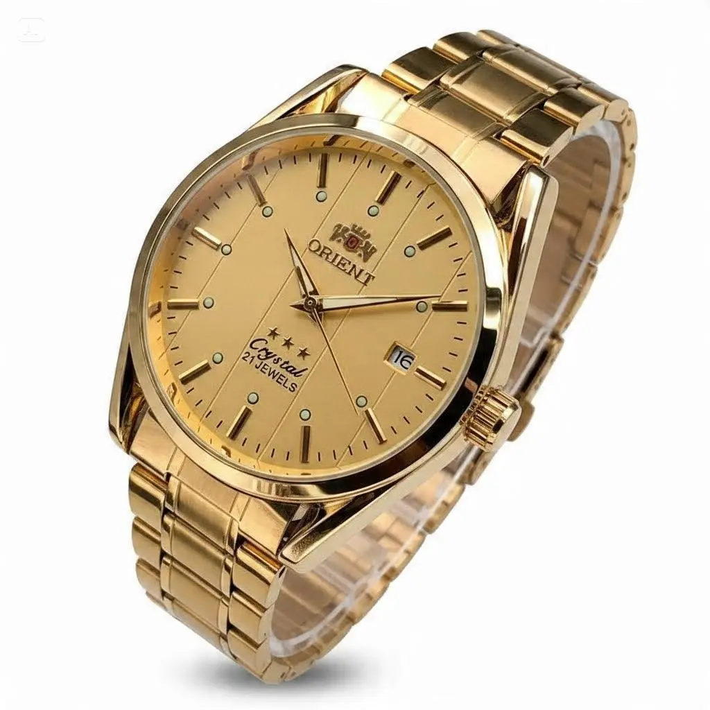 Orient,3 Star Crystal,21 Jewels,Japan Mechanical Movement,Sapphire Crystal,Stainless Steel Bracelet,Date Display,Automatic Watch