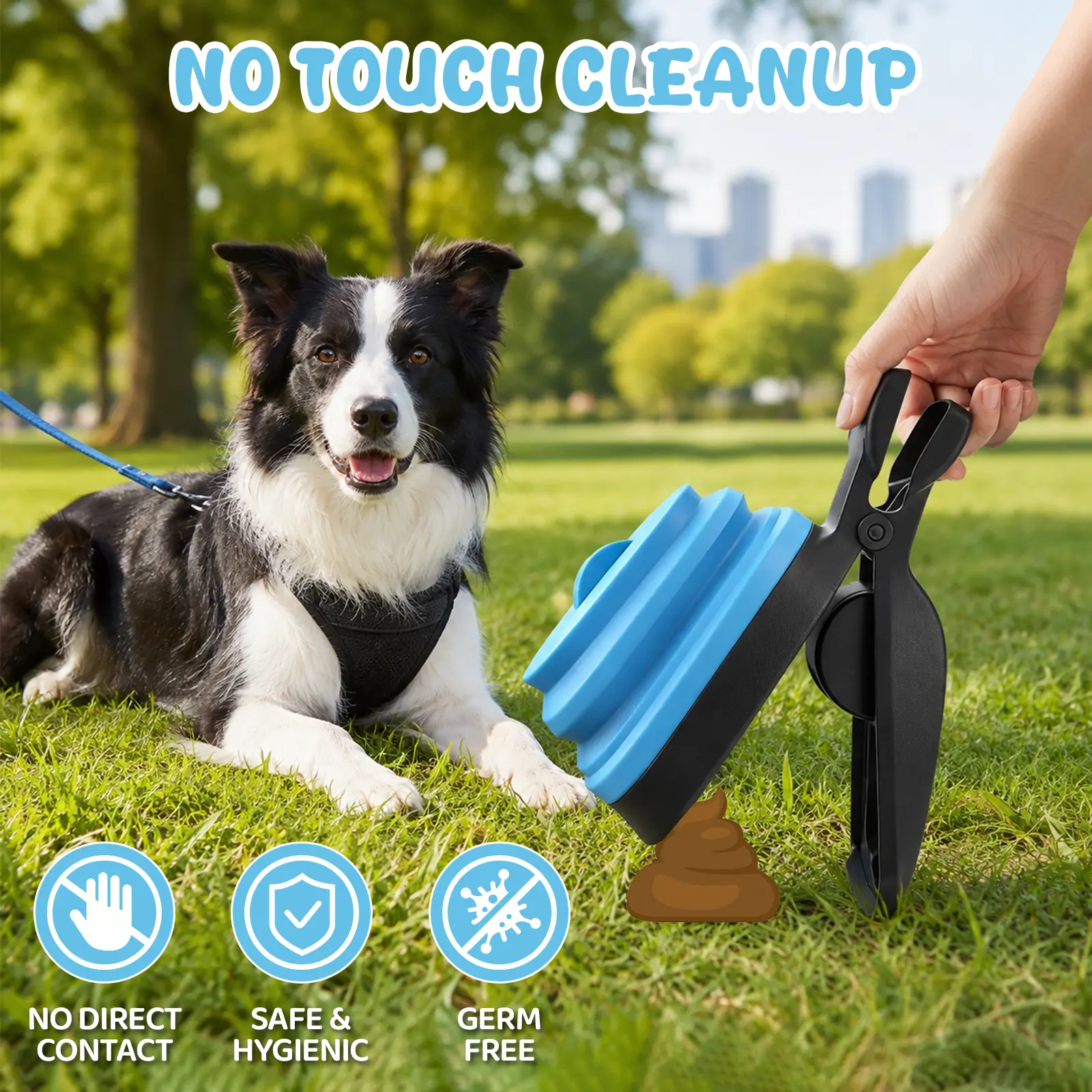【Deal】Zoonigo Dog Pooper Scooper with Built-in Bag Compartment, Wide-Mouth Hands-Free Scoop, 1 Roll of 10 Replaceable Waste Bags, Clip & Go Portable for Walks, Keeps Hands Clean, Small-Medium-Large Size Options