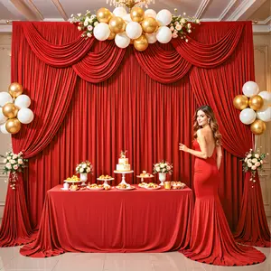 30 x 10ft Backdrop Curtains 6 panels 5 x 7ft or 5 x 10ft Polyester Fabric Background Drapes for Holiday Party, Wedding Event Decor