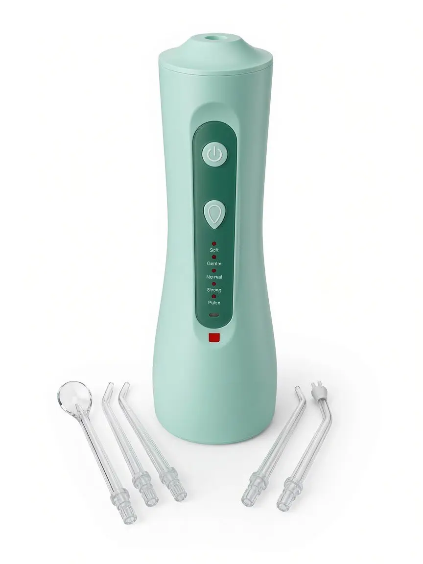 Oral Irrigator / Water Flosser with 5 Jet Tips and 5 Cleaning Modes - Green
