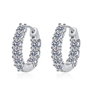 [EVA Jewelry] Hoops Earring 925 Sterling Silver Synthetic Moissanite Earrings