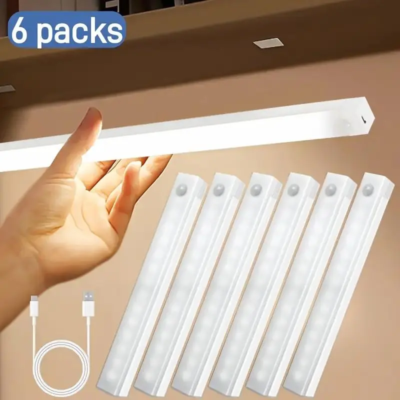 Wireless Sensor LED Light Strip, USB Rechargeable Automatic Turn-on LED Night Light Adjustable Lights Indoor Lighting, Suitable for Kitchen, Closet, Hallway, Stairs and Cabinet Lighting