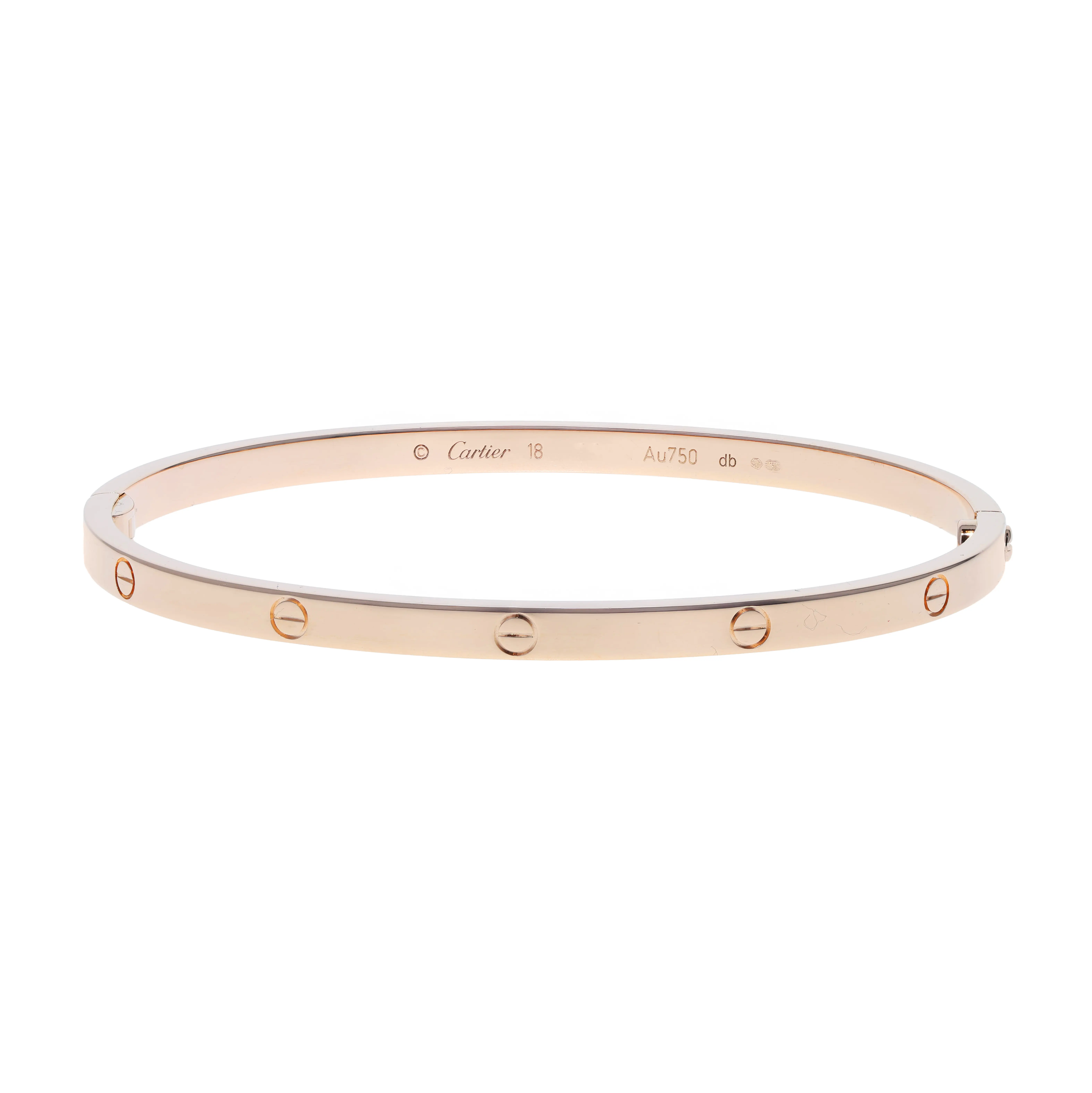 Pre-owned Cartier Love Small Model Bangle Bracelet Size 18