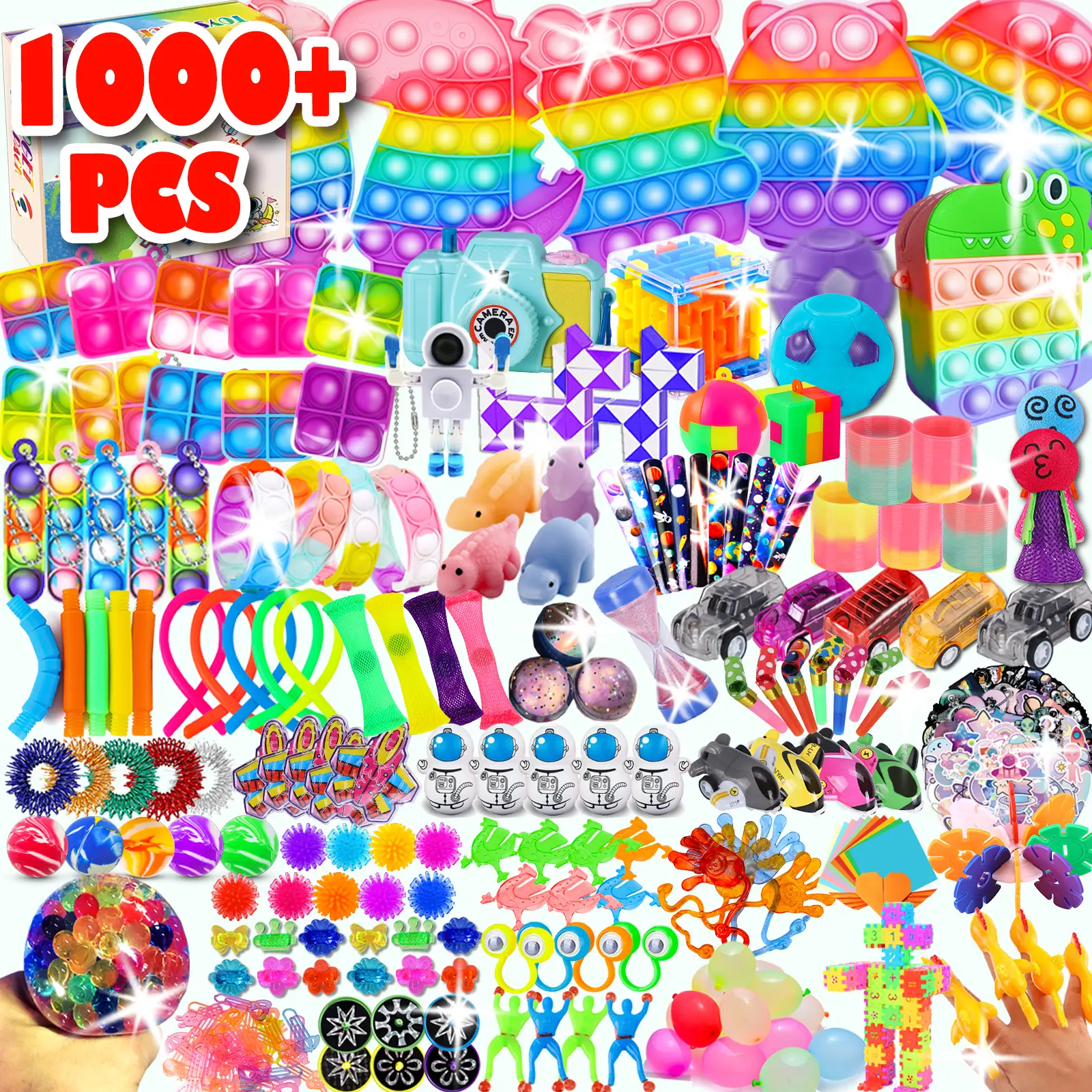 1000+ Christmas Party Favors for Kids Fidget Toys Pack Bulk Prize Box Treasure Box Goodie Bag Stuffers Carnival Prizes Classroom Rewards Pinata Fillers for Kids