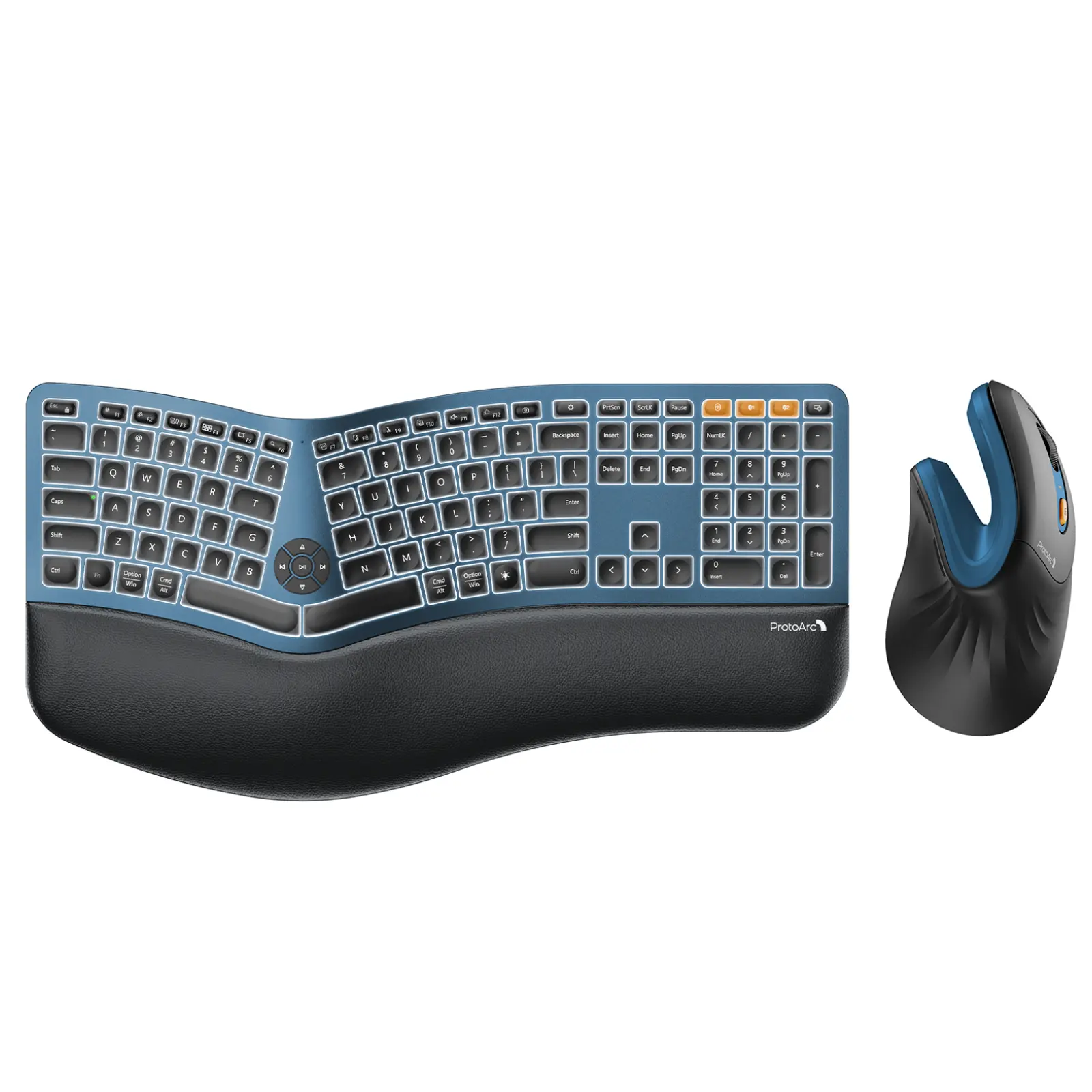 ProtoArc EK01 Plus Rechargeable Backlit Full-Size Wireless Silent Ergonomic Keyboard & EM11 NL Dual Bluetooth Ergonomic Computer Mouse Office Accessories Set, Silent Keyboards, Rechargeable Keyboard Keyboardwireless