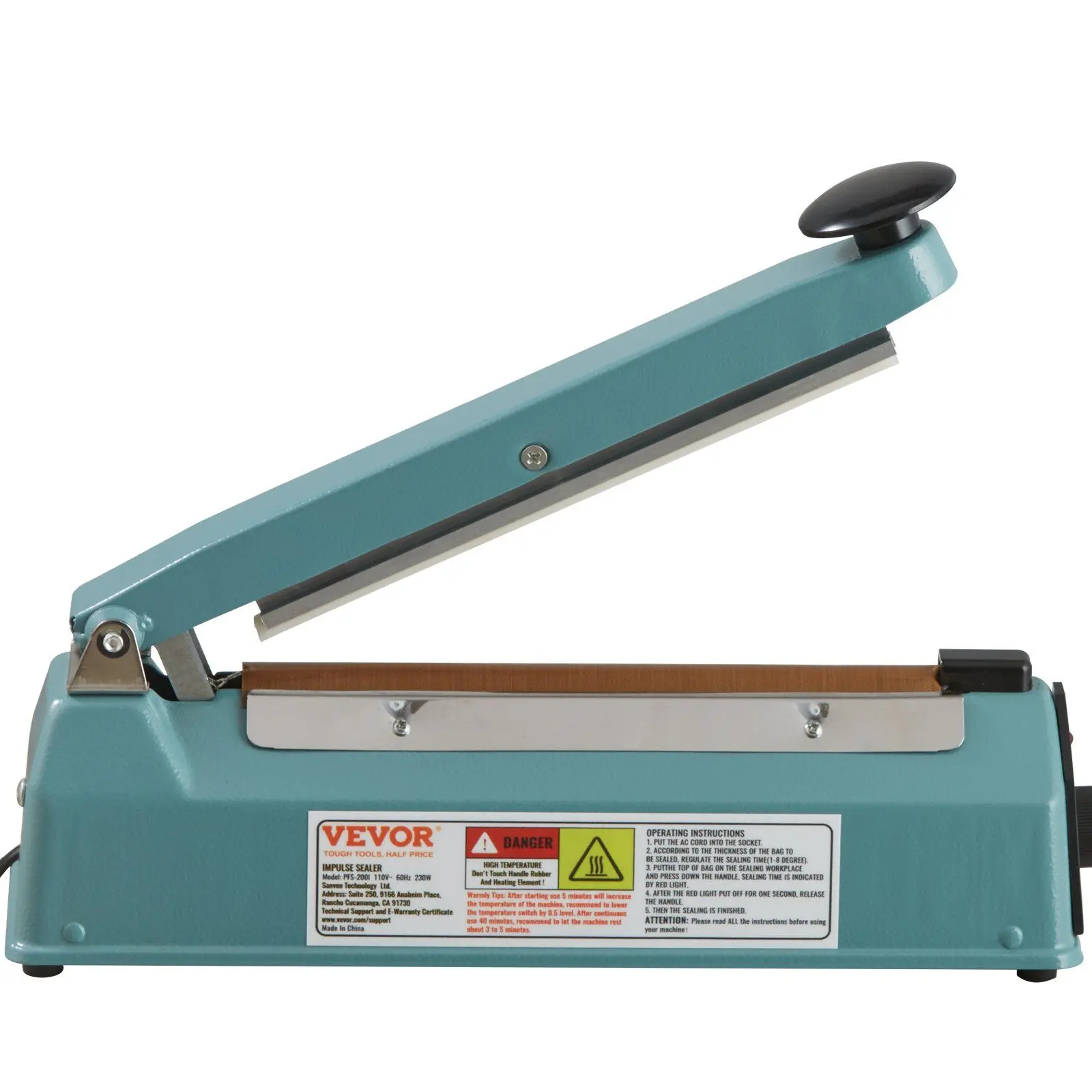 VEVOR Impulse Sealer 8 inch, Manual Heat Seal Machine with Adjustable Heating Mode, Iron Shrink Wrap Bag Sealers for Plastic Mylar PE PP Bags, Portable Poly Bag Sealing Machine with Extra Replace Kit