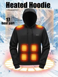 Men Women Fall Winter Heated Hoodie, Dual Control Heating, Tech Casual Warm Style, No Battery External Power Design, Unisex Cold Weather Wear