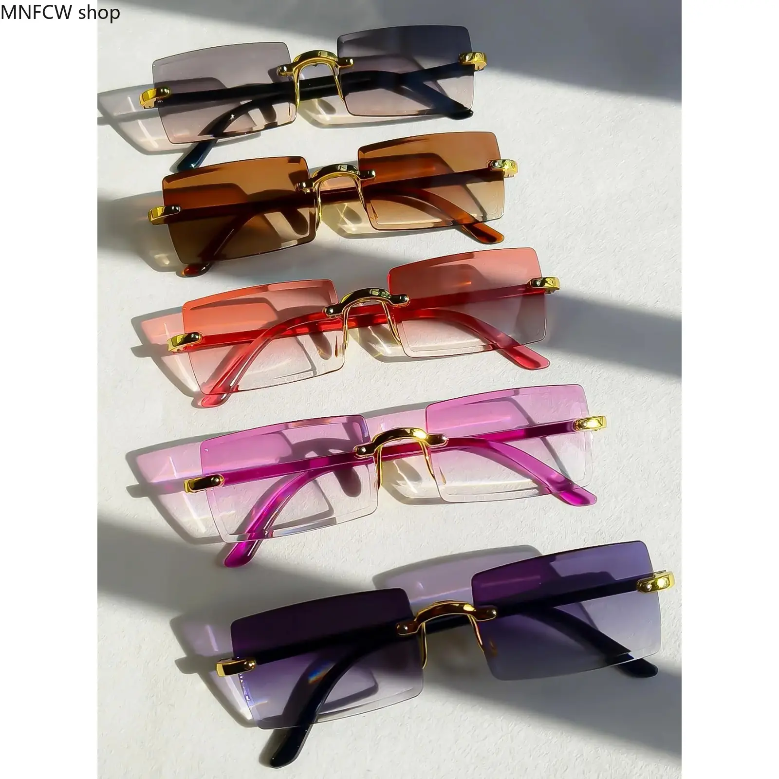 Unisex 5-Piece Multicolor Viral Vintage Square Frame Sunglasses - Ombre Shades, UV Protection Lenses, Comfortable Versatile Mix & Match Accessories, Viral Look for Driving, Beach Drive, Everyday Use (18+), 18+ Years, 2026 Viral