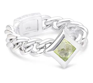 Margo Manhattan Sterling Silver Peridot Martini Chain Ring