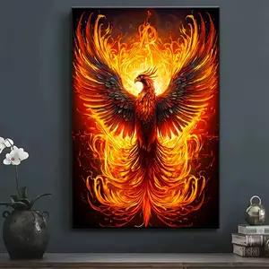 Phoenix Rising Canvas Wall Art Print, Vibrant Modern Phoenix Image for Home Decor, Ideal Gift for Living Room & Office
