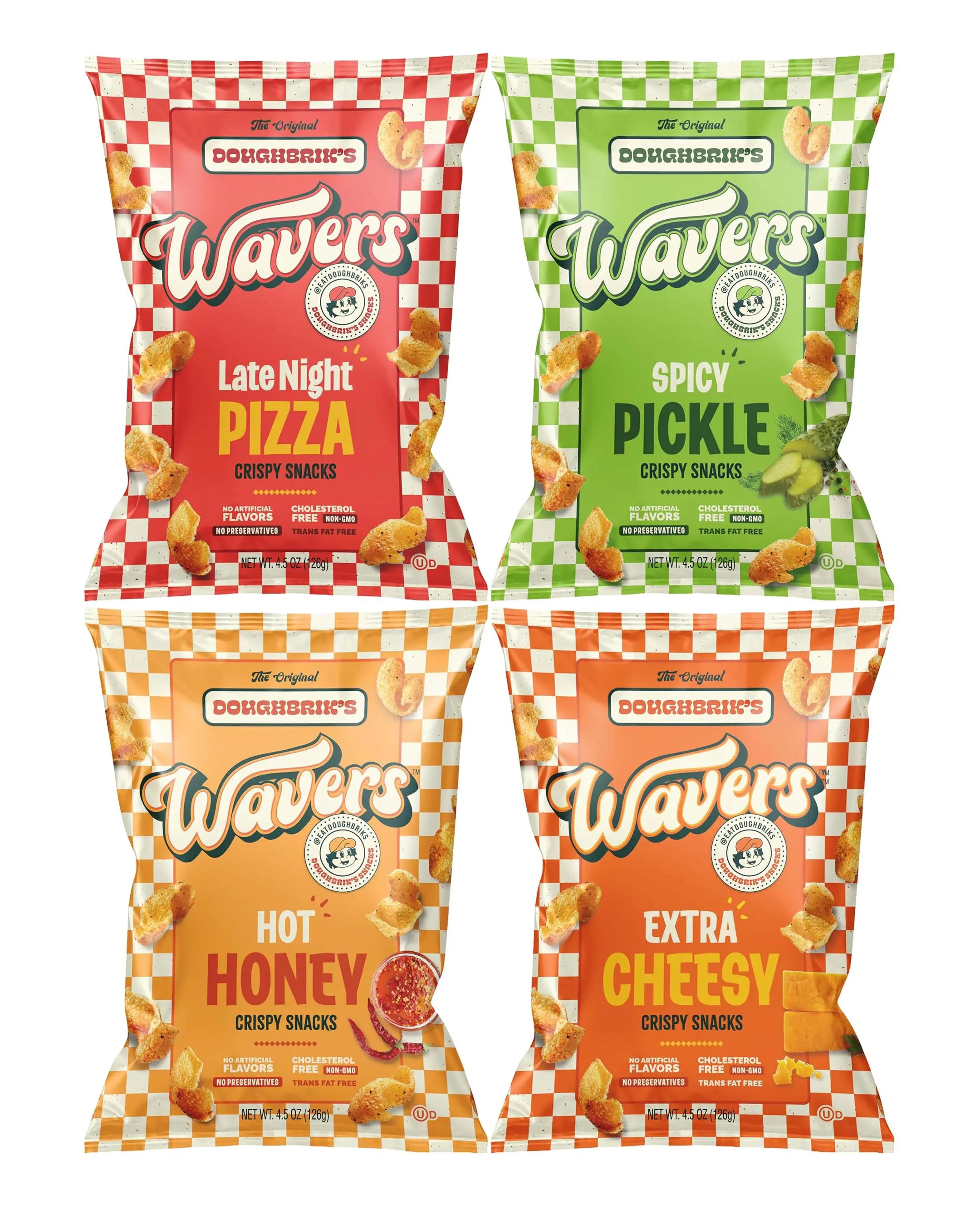 WAVERS by Doughbrik's Snacks, Flavor Sampler Bundle 4.5 oz Bags, Crispy Crunchy Texture Perfect Anytime Snack Made in the USA