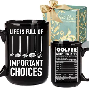 Golf Gifts for Men Grandpa Uncle Golfer Boss Dad Husband BF - 15 Oz Life Full Of Important Choices Mug Golf Accessories Golfing Gifts for Birthday Fathers Day
