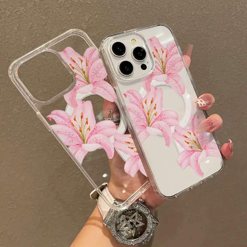 Magnetic Soft Case for iPhone11/12/13/14/15/16/17/air/plus/promax, Retro pink flowers MagSafe Compatible,Springtok Aesthetic Pattern Design Lightweight,y2k cased,AntiScratch,and Trendy Protector Screen Protector Resistance Protection