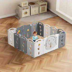Baby Playpen - Foldable Toddler Play Area with Safety Gates, Portable Design for Indoor & Outdoor Use, Includes 14 Panels for Kids Activity Centre Sturdy Safe Playard