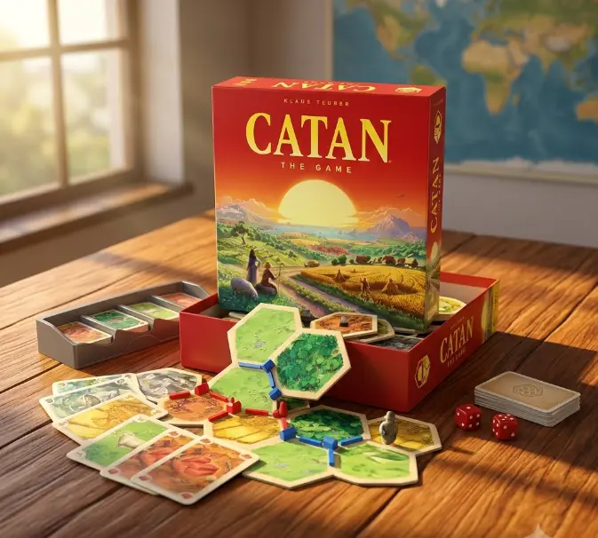 Catan 6th Edition Strategy Board Game for 3 to 4 Players Ages 10 Plus Family Trading and Building Game with Card Trays