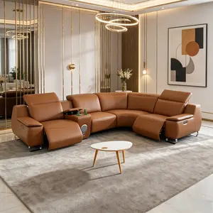 5-Piece Intelligent Recliner Sofa Set, Technical Fabric Living Room Sectional with Power Reclining to 170° Sleeping Position, Multi-Functional Console with Storage & Cup Holders, Oversized Comfort family Couch for Home Theater