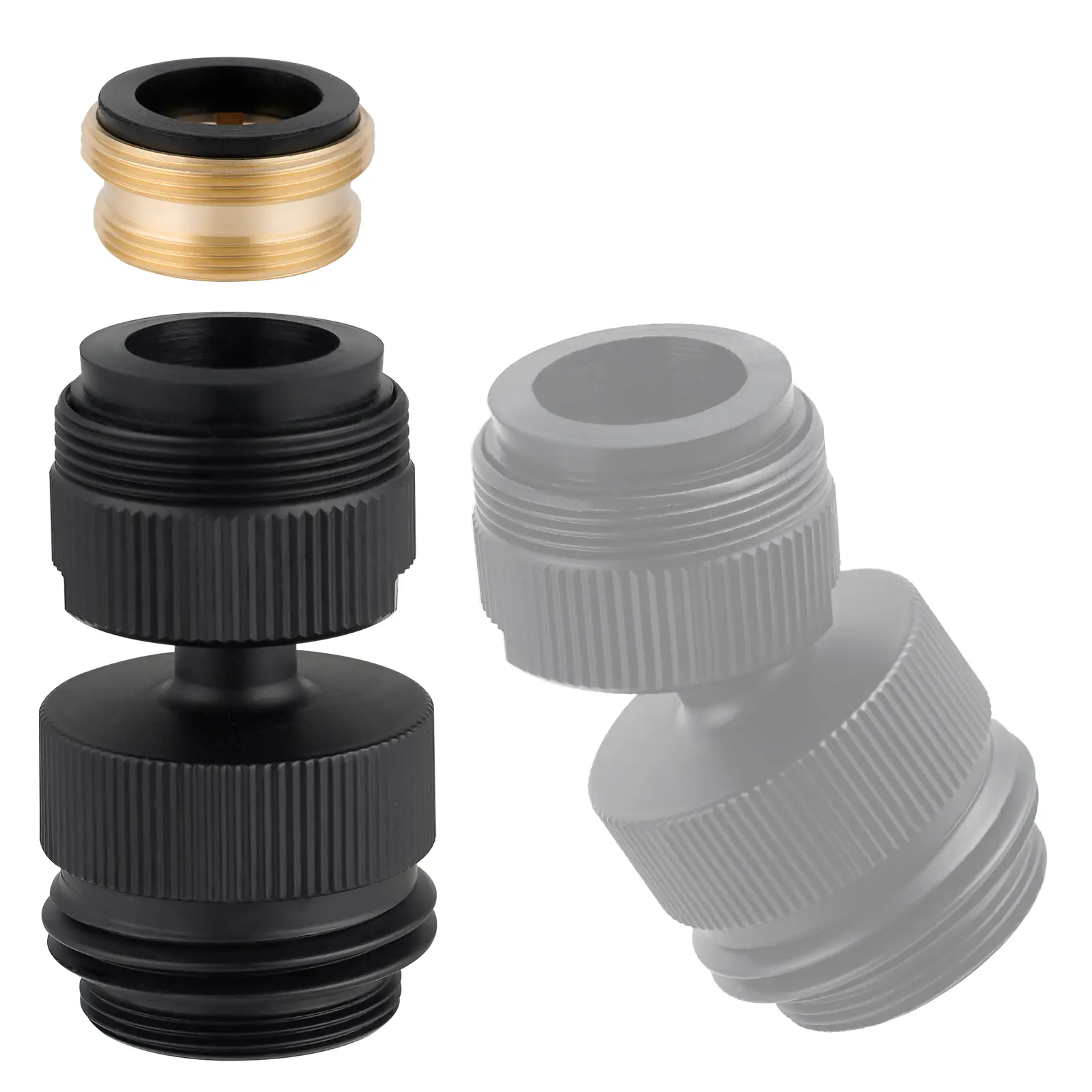 Hibbent Multithread Faucet Adapter Kit - Swivel Aerator to 3/4 Inch Threaded Garden Hose Connector for Kitchen Sink Faucets, Matte Black