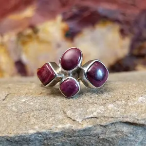 Navajo Made Purple Spiny Oyster Shell Cluster Ring by Bryan GJ-RNG-0202 Size 7.75