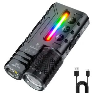 EDC Flat USB-C Rechargeable Flashlight,3500 Lumens Super Bright Compact LED Flashlights with Magnetic Base,Spotlight Floodlight,IPX4 Waterproof,Pocket Flash Light with Clip for Home,Camping, Emergency