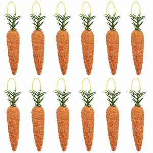 12 Sparkling Carrot Ornaments for Easter Festivities, Perfect Home Decor for Holiday Party Decor, Vibrant and Festive Accessories, Party Decoration Supplies