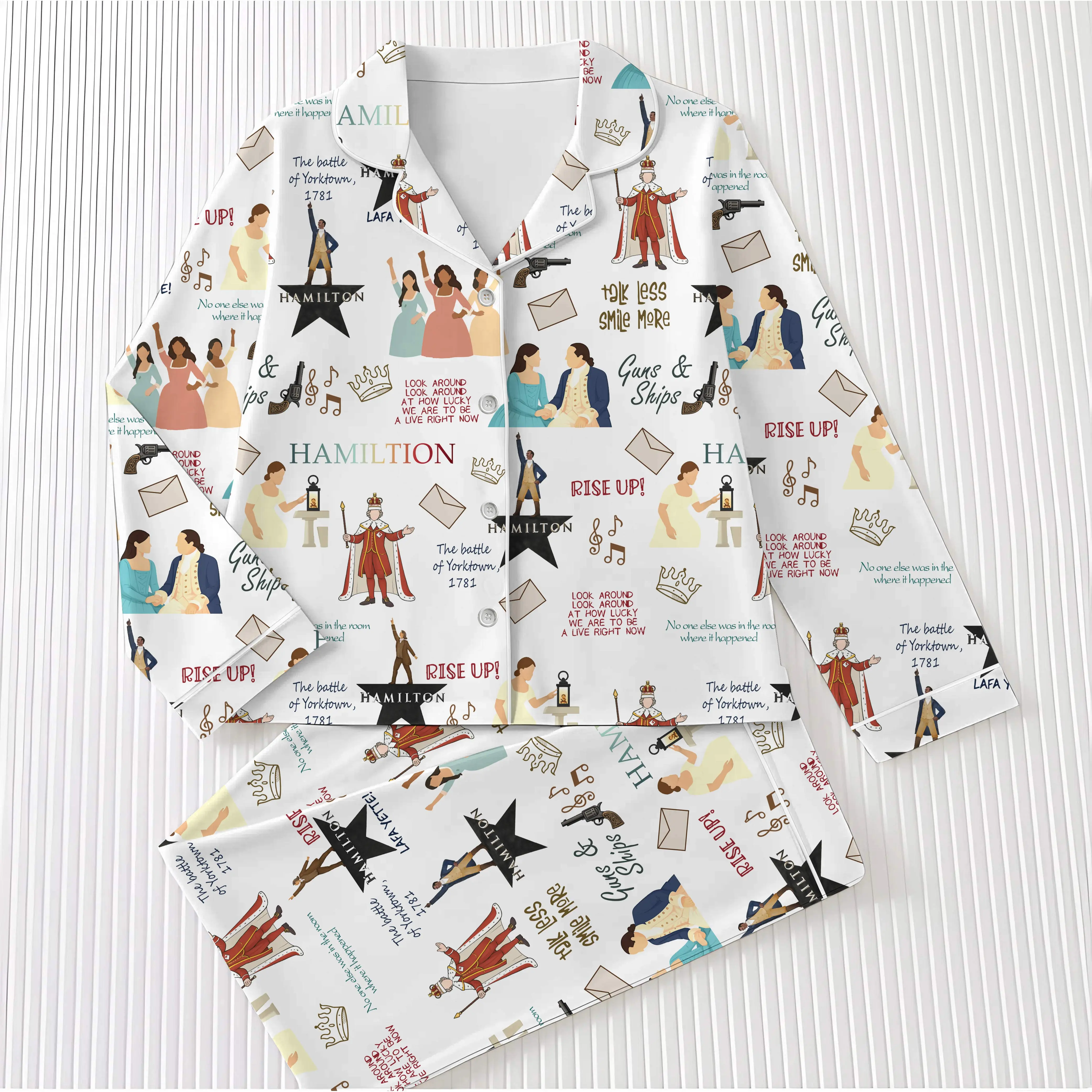 Hamilton Musical Short Satin Pajamas, Broadway Theater Pajamas, Stylish Satin Sleepwear, Hamilton Fan Gift Outfit, Alexander Hamilton Pajamas Set, Luxury Musical Sleepwear for Women