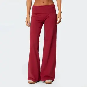 yoga pant Casual Wide Leg Sweatpants for Women Fold Over Low Rise Flare Yoga Lounge Pants Back to School Clothes for Teen Girls Outfits