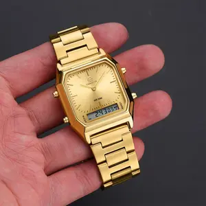 Square Trendy Retro Style High-end Men's Watch Simple Luminous Chronograph Steel Belt Multi-functional Quartz Gift To Him