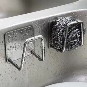 1PC Stainless Steel Sponge Holder Rack for Sink Wall Mount Storage Organizer Keeps Sponge Scrubber Dry with Suction Cup