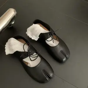 Women's 2026 Elegant Mary Jane Tabi Footwear - Sub-Toed, Shallow Mouth, Lace-Up, Flat-Bottomed Comfortable Dance Shoes
