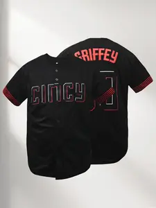 Men's Embroidered V Neck Loose-Fit Breathable Baseball Jersey, Baseball Shirt, Sports Clothing, Sports Tops, Casual Sportswear for All Seasons, Outdoor Activities & Games