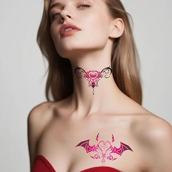 Sexy Navel Temporary Tattoos 20 Sheets Large Black Red Lace Abdoen Waist Waterproof Tattoo Stickers for Women Girl Fake Body Tattoos (Waist and abdomen), Lace Pattern, 3.72X2.75"