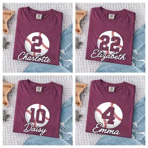 [Custom] Baseball Name and Number Graphic Tee,Comfort Colors – Game Day Shirt for Sports Mom & Family.