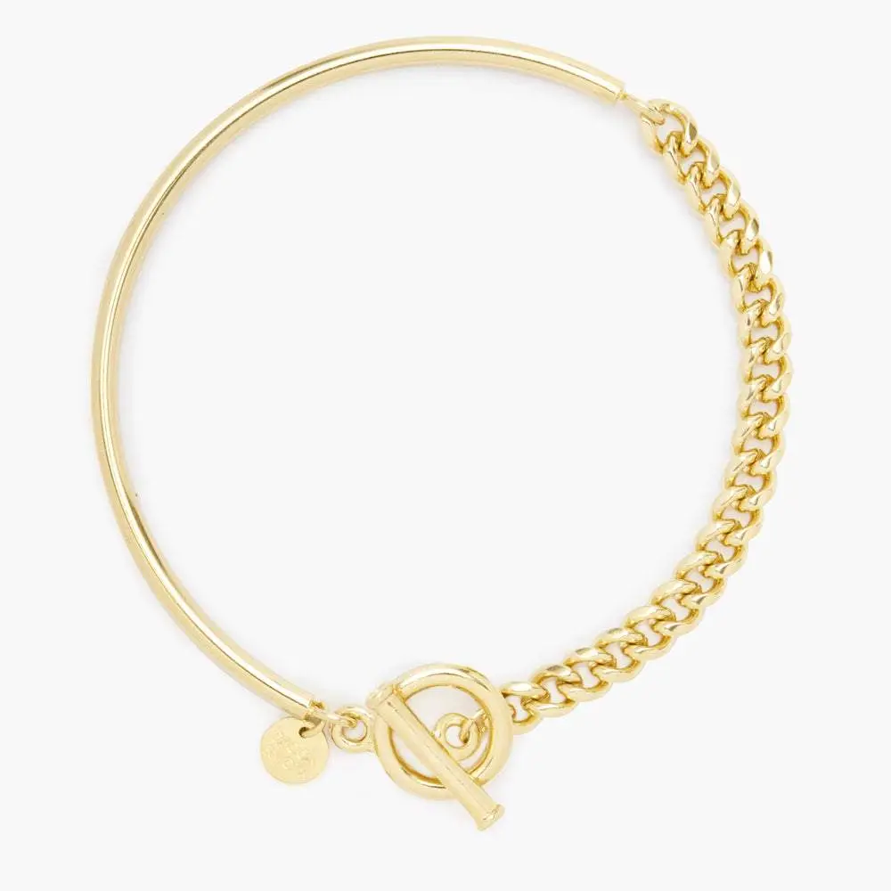 Brook and York Sawyer Toggle Bracelet - Gold Curb Chain & Bar with Toggle Closure