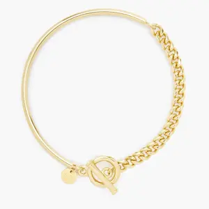 Brook and York Sawyer Toggle Bracelet - Gold Curb Chain & Bar with Toggle Closure