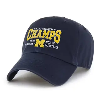 Basketball NCAA National Champs 2026 M-Michigan Embroidered Baseball Cap Custom Thread Color Vintage Soft Cotton Adjustable Hat Trendy Streetwear Gift for Men & Women