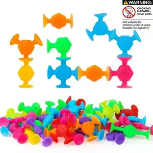 Multicolor Silicone Suction Cup Toys Set (40 Pieces), Kids Building Blocks, Silicone Stacking Cups, Stress Relief, Bath Toy, Parent-Child Game, Gift for Boys Girls