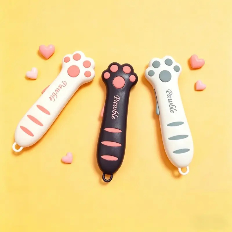 Aesthetic Kawaii Cat Claw Box Cutter, Retractable Safety Utility Knife, Cute Cat Paw Paper Cutter, Mini Portable EDC Unboxing Tool, for Scrapbooking, DIY Crafts, Daily Use, Viral Gift Ideas for Craft Lovers