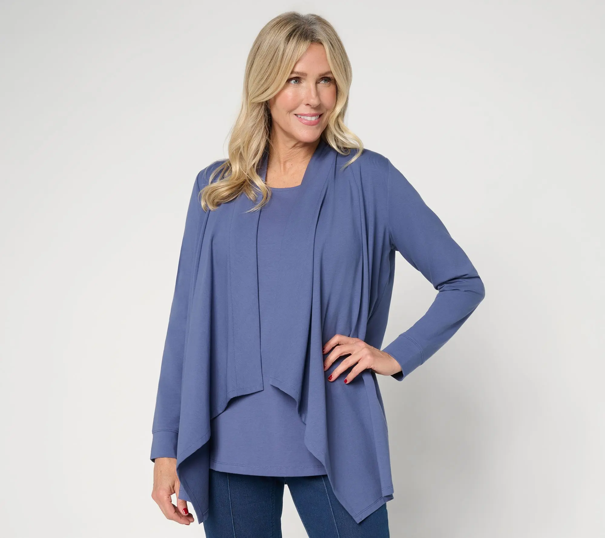 Denim & Co. Essentials Regular Perfect Jersey Draped Cardigan