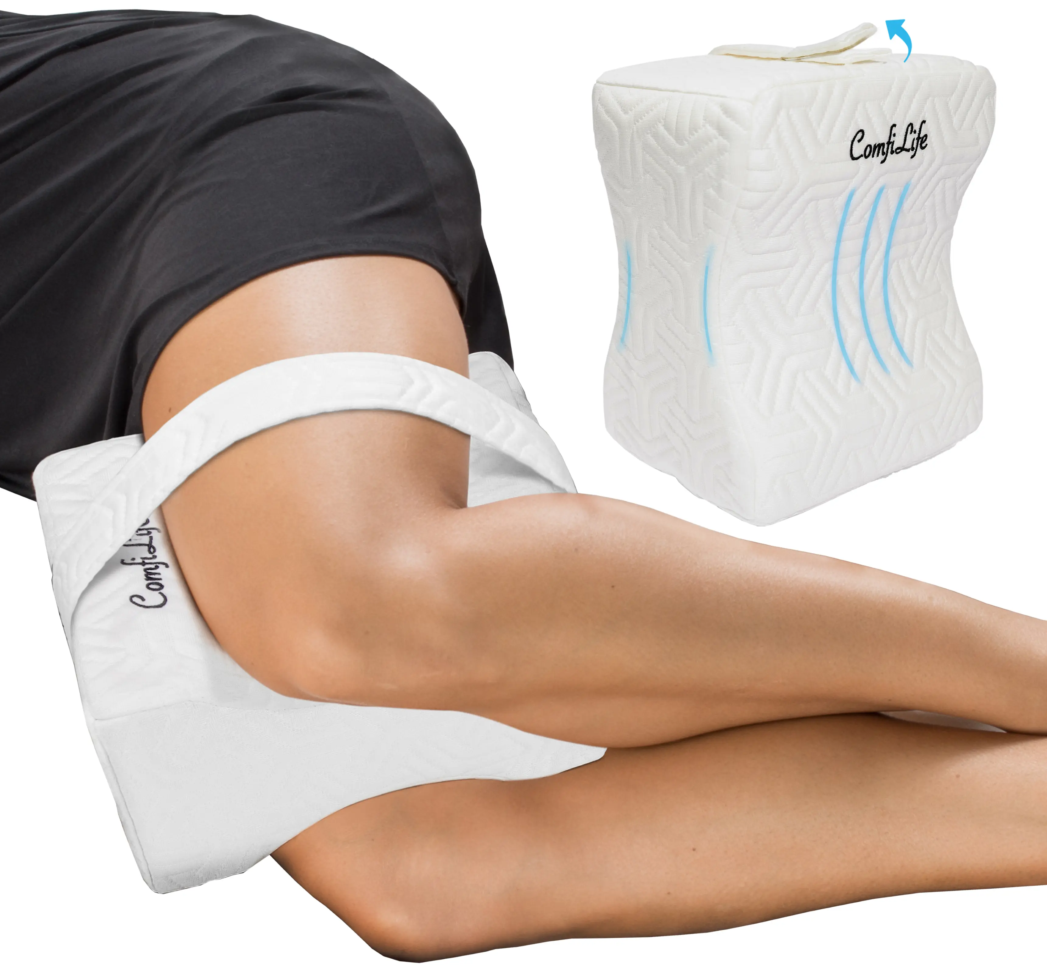 ComfiLife Orthopedic Knee & Leg Pillow - 100% Durable Memory Foam Cushion for Side Sleepers, Back Pain Relief, Hip Pain Relief
