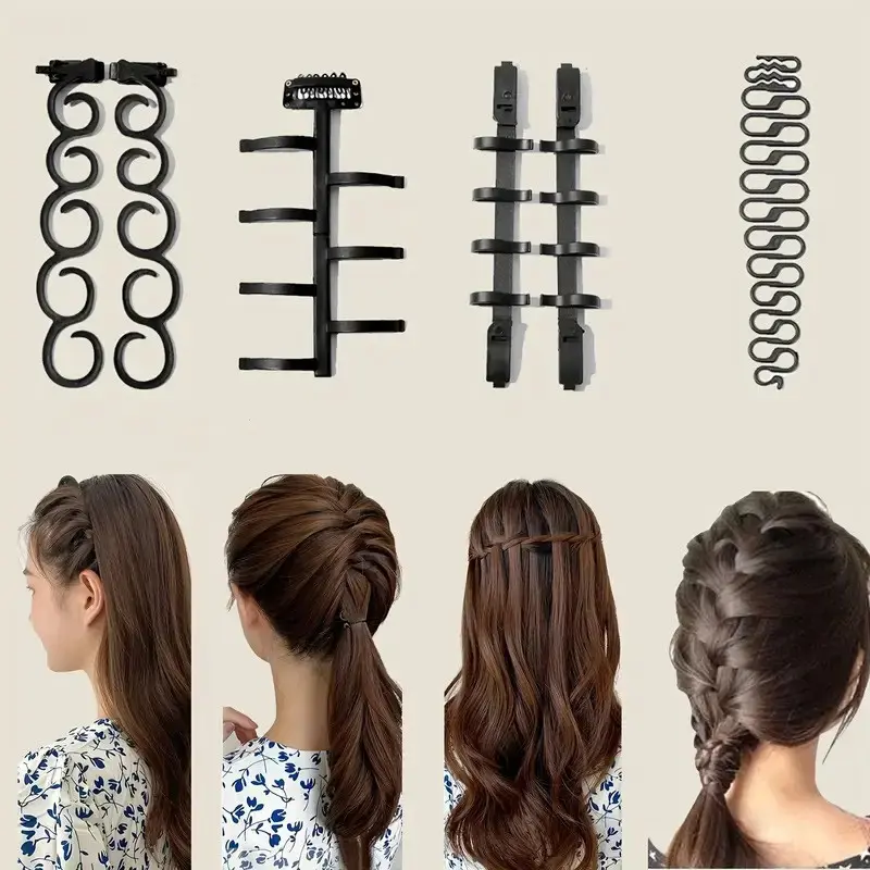 6-Piece Hair Braiding Set, Lazy Person & Child Friendly, Fishbone Wave Braider, Centipede Bun Maker, Twist Braider, DIY Hairstyling Tools, Hairdressing Tool Set