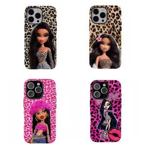 Y2K Vintage Bratz Doll Phone Case with Stylish Leopard Print Design Compatible for iPhone 17Air 16Promax 15 14 13 12 11 and for Samsung Galaxy S21-S25 Perfect Gift for Fans Her/Him Girly Phone Cases