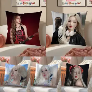 singer lively energetic i-dle Yuqi Pillow Case Pillowcas Soft Detachable Short Plush Fabric With Hidden Zipper Washable And Stain-resistant Decor Home Living Room Bedroom Sofas Office Car Gift