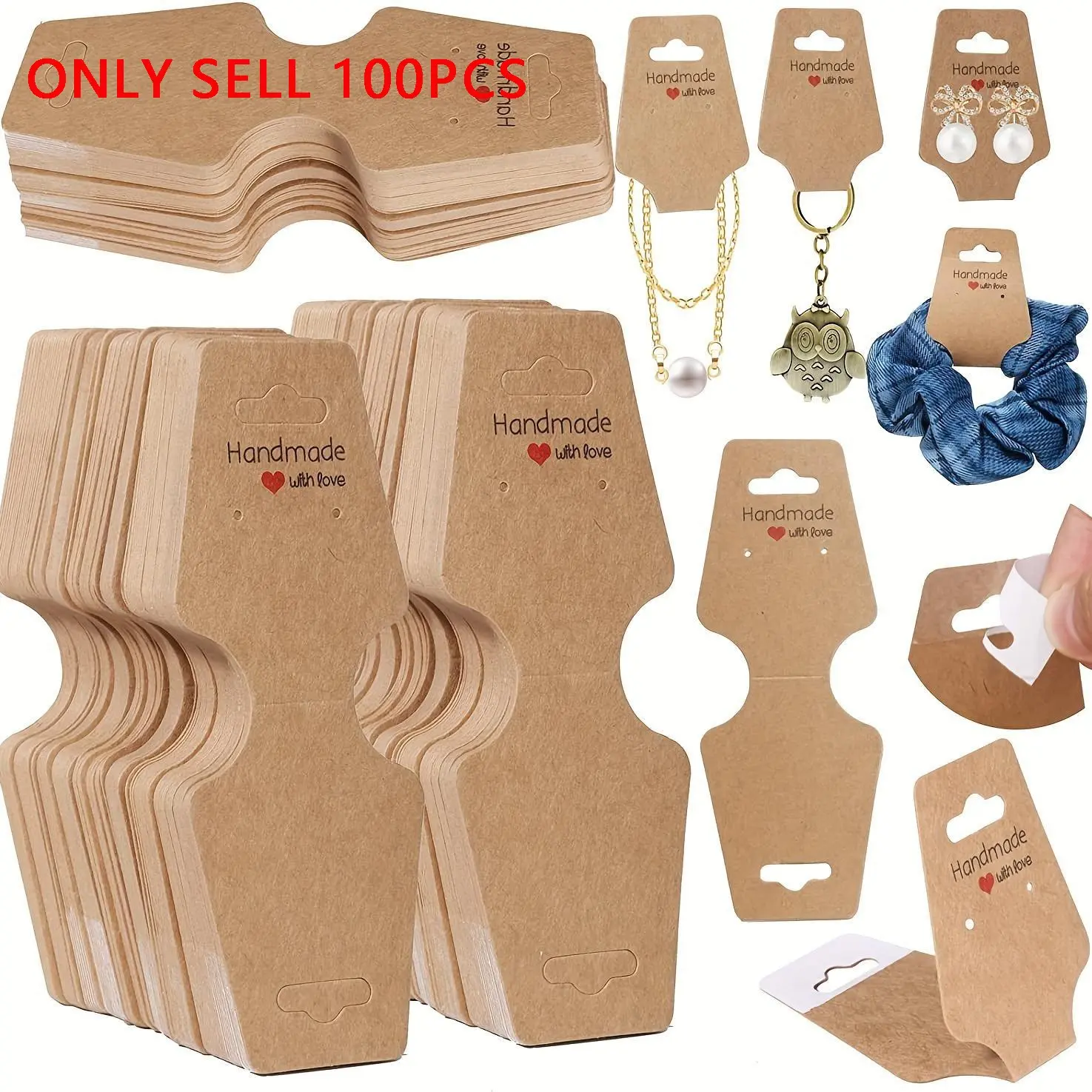 Hand bracelet display card, sturdy necklace clip, self-adhesive packaging card, sales card suitable for small businesses, applicable to items such as keychains, earrings, headbands and straps, Handmade Crafts