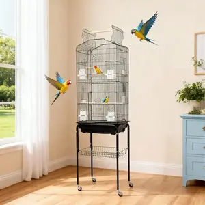 [FLASH SALE] Garvee 59.5Inch Large Bird Cage, Metal Parakeet Cage with Rolling Stand, Parrot Cage, Feed Bowls for Parakeets, Cockatiel, Conures, Cockatoo