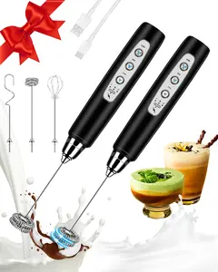 ODIFORGO 2-pack offers a better value Black Handheld Milk Frother Wand for Coffee, Rechargeable Electric Whisk with 3 Heads 3 Speeds Drink Mixer Coffee Frother For Latte, Cappuccino, Hot Chocolate, Egg