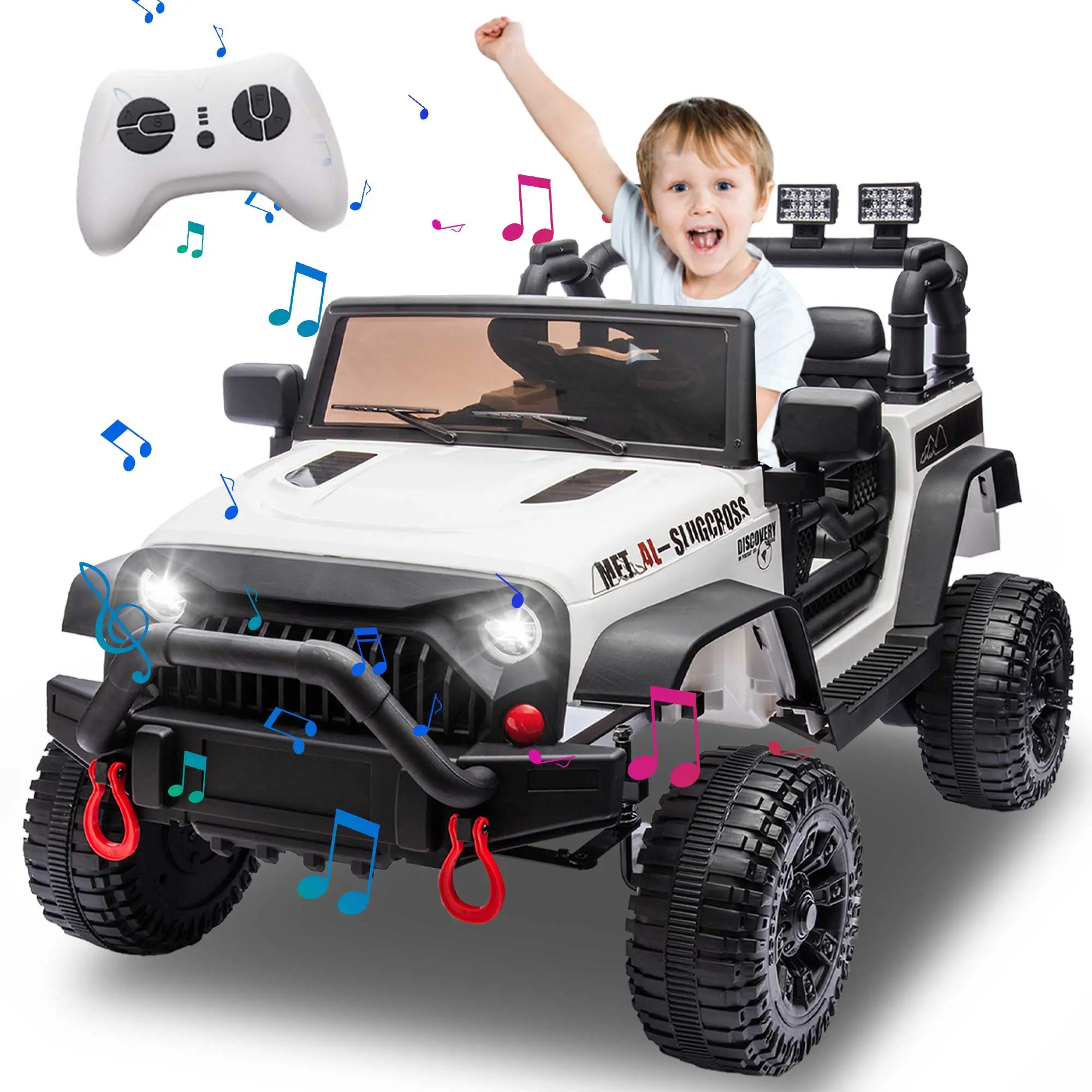 24V Battery-Powered Kids Ride-On Car - 400W Motor, Adjustable Speed, USB MP3 Player, Large Display, Belt Drive, 2.4G Remote Control, Polypropylene Build, Double Doors, Front Lights, 35.94 lbs, Smooth Uneven Terrain Ride, Halloween Gift for 3-4 Years Olds